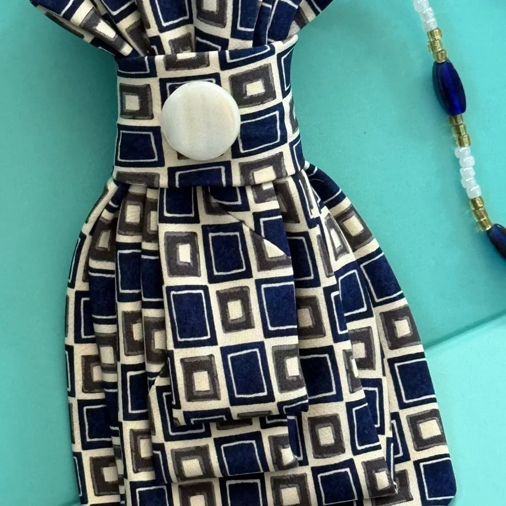 Handmade Repurposed Geometric Tie Statement Necklace - Picture 3 of 7